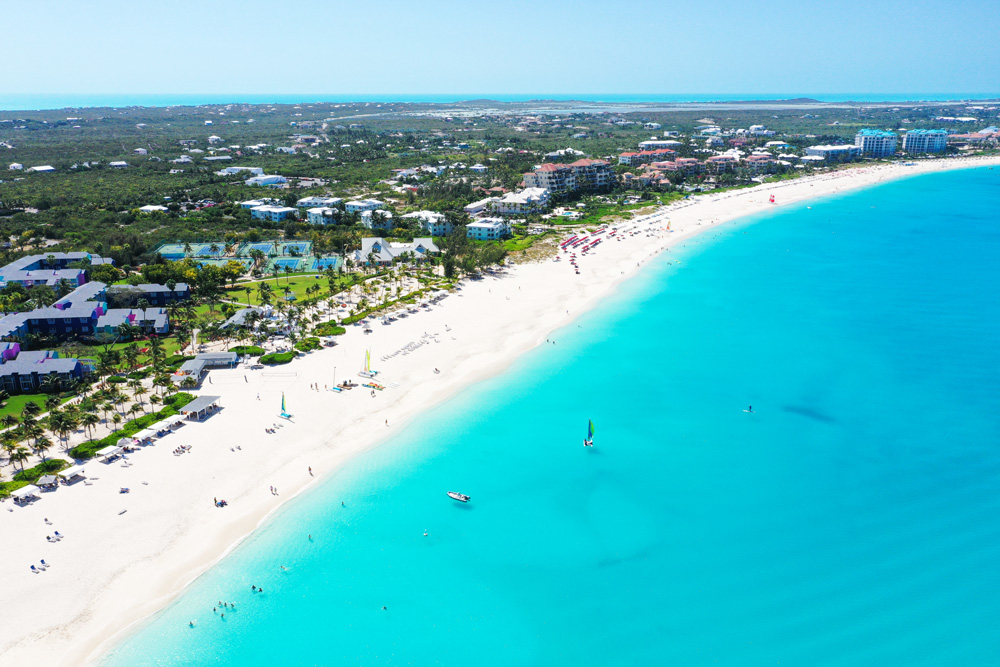 Aerial view of Grace Bay Beach